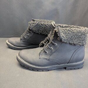Sonoma Black Womens 9.5 Ankle Boots Ortholite Breathable Faux Fur